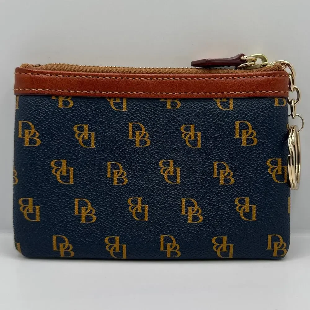 DOONEY & BOURKE Blue Brown Signature Pouch Case with Keychain - Picture 2 of 6